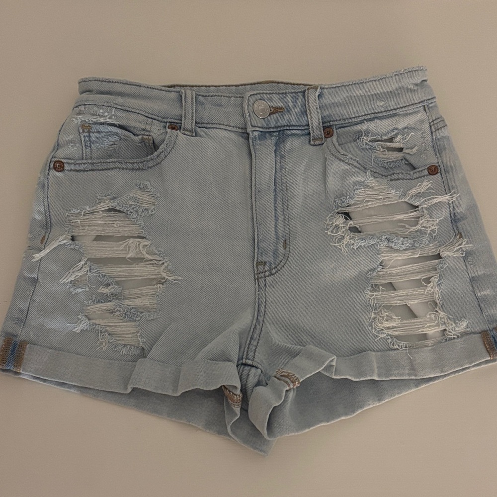 American Eagle Outfitters Light Blue Ripped Jean Shorts